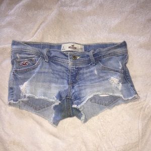 Distressed jean shorts